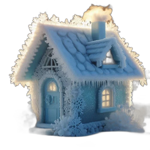 3d render, concept art, photorealistic, snow, icy, miniature, house, stands transparent PNG cut-out