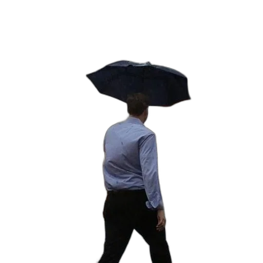 umbrella, jacket, hat, staff, 3d render, photorealistic, concept art, rain transparent PNG cut-out
