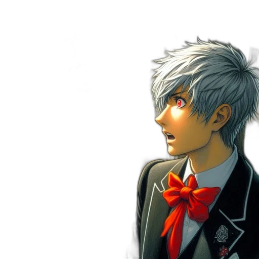 face, anime, concept art, comic book art, cartoon, red, monochrome, youthful transparent PNG cut-out