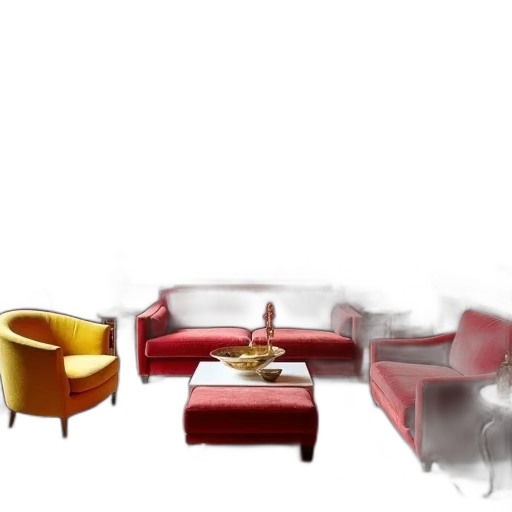 furniture, 3d render, concept art, photorealistic, pixel art, outer space, red, colorful transparent PNG cut-out