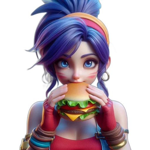 food, face, concept art, pixel art, 3d render, fantasy art, animated, female transparent PNG cut-out