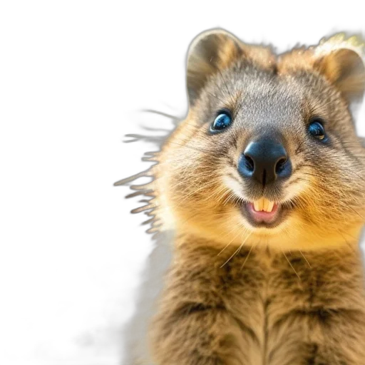 animal, creature, face, staff, photorealistic, close-up, portrait, quokka transparent PNG cut-out