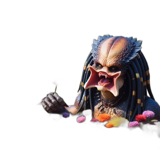creature, food, mask, dragon, concept art, 3d render, fantasy art, enigmatic transparent PNG cut-out