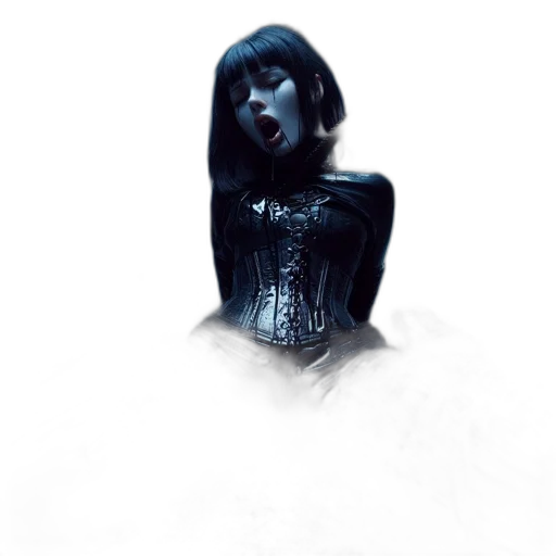 dress, mask, robot, face, concept art, fantasy art, comic book art, 3d render transparent PNG cut-out