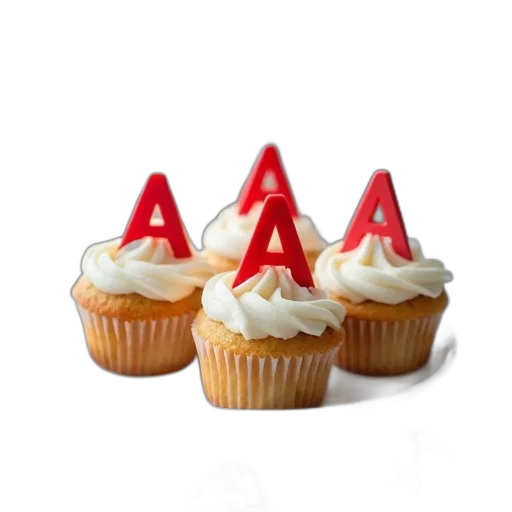 food, crown, 3d render, tray, cupcakes, white, frosting, single transparent PNG cut-out