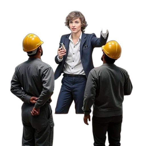 staff, jacket, two, workers transparent PNG cut-out