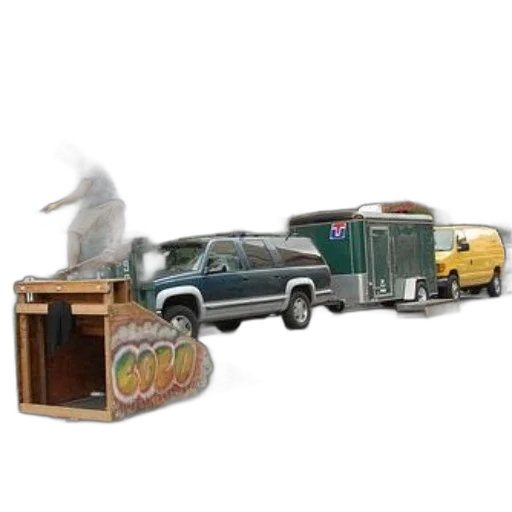 car, furniture, animal, concept art, young, man, skateboards, makeshift transparent PNG cut-out