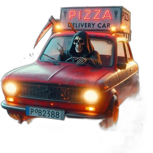 car, food, concept art, photorealistic, pixel art, cyberpunk, during, twilight transparent PNG cut-out