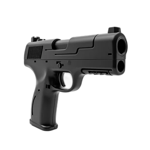 weapon, 3d render, black, futuristic-looking, gun, sleek, design, large transparent PNG cut-out
