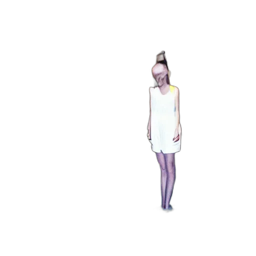 dress, creature, hair, jacket, pixel art, concept art, 3d render, vaporwave transparent PNG cut-out