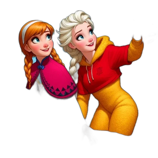 dress, crown, staff, jacket, 3d render, cartoon, concept art, comic book art transparent PNG cut-out