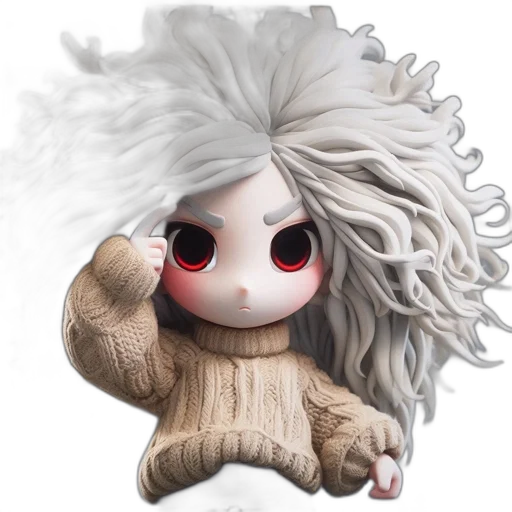 hair, creature, fantasy art, concept art, 3d render, photorealistic, animated, figure transparent PNG cut-out