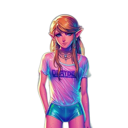 dress, pixel art, vaporwave, fantasy art, concept art, neon lights, neon, pastel transparent PNG cut-out