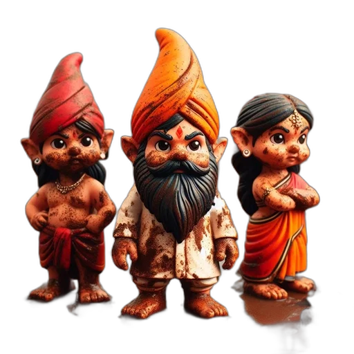 3d render, concept art, fantasy art, pixel art, animated, dwarves, gnomes, traditional transparent PNG cut-out
