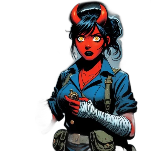 staff, weapon, comic book art, concept art, fantasy art, red, female, character transparent PNG cut-out