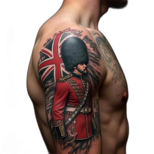 photorealistic, military, tattoo, royal transparent PNG cut-out