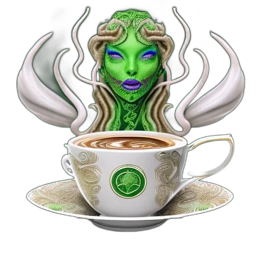 staff, fantasy art, concept art, pixel art, comic book art, green-skinned, woman, swirling transparent PNG cut-out