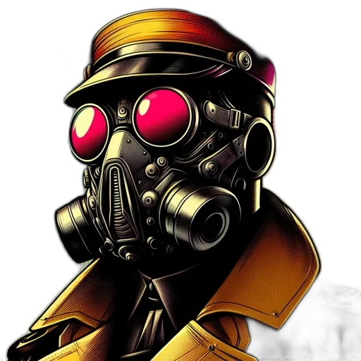 robot, mask, concept art, comic book art, cyberpunk, pixel art, figure, wears transparent PNG cut-out