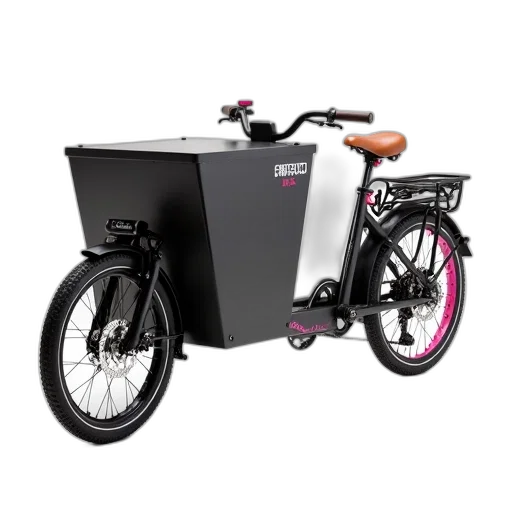 black, cargo, bike, large, storage, compartment, rear, front transparent PNG cut-out