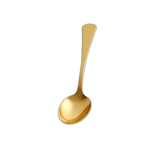 food, jewelry, weapon, staff, 3d render, golden, spoon, curved transparent PNG cut-out