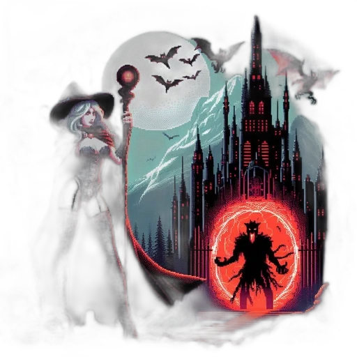 concept art, fantasy art, comic book art, watercolor, monochrome, red, witch, figure transparent PNG cut-out