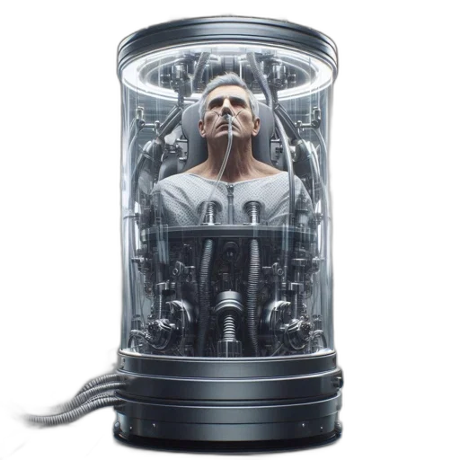 robot, bottle, cyberpunk, concept art, 3d render, outer space, laboratory, scene transparent PNG cut-out