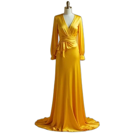 dress, golden, elegant, yellow transparent PNG cut-out