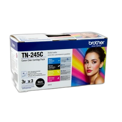 box, brother, tn-245c, cartridges, displayed, colorful, background, features transparent PNG cut-out