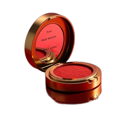 red, compact, powder, gold, lid, open, revealing, words transparent PNG cut-out