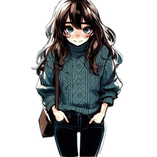 jacket, face, dress, hair, pixel art, anime, cartoon, concept art transparent PNG cut-out