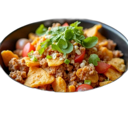 food, photorealistic, taco, salad, shown, black, bowl, plastic transparent PNG cut-out
