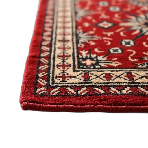 dress, red, close-up, view, brown, patterned, rug, detailed transparent PNG cut-out