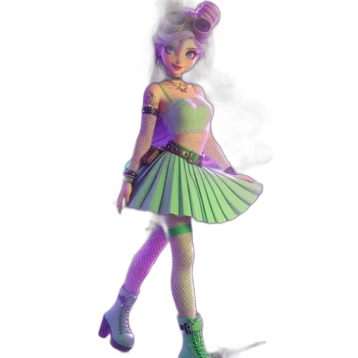 dress, staff, concept art, 3d render, fantasy art, pixel art, neon lights, pastel transparent PNG cut-out