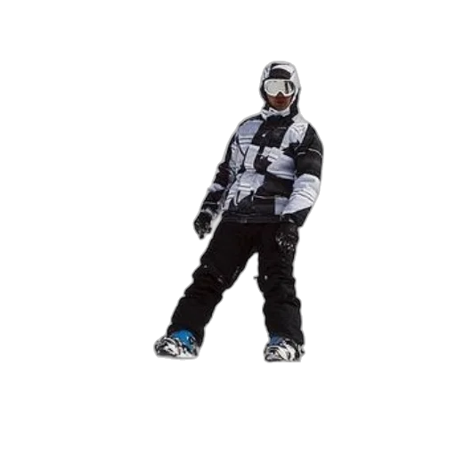 jacket, robot, weapon, staff, concept art, 3d render, monochrome, snowboarder transparent PNG cut-out