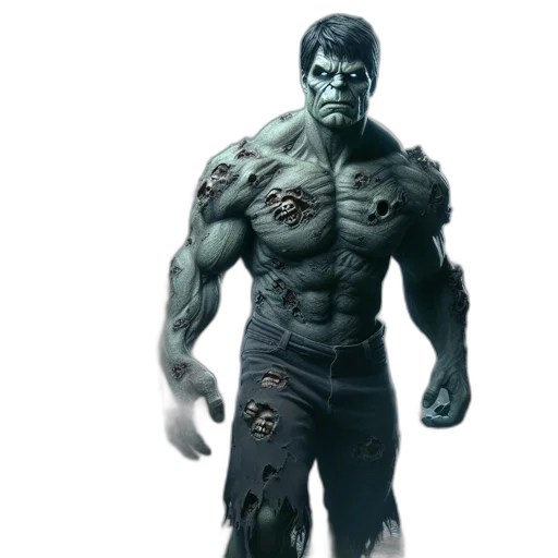 creature, concept art, 3d render, comic book art, fantasy art, green, decaying, green-skinned transparent PNG cut-out