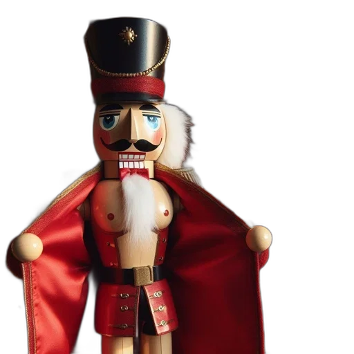 staff, 3d render, festive, setting, nutcracker, adorned, red, golden transparent PNG cut-out