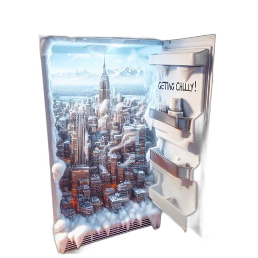 robot, building, concept art, 3d render, cyberpunk, photorealistic, snow, whimsical transparent PNG cut-out