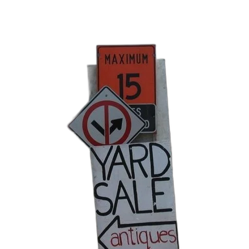 yard, sale, sign, posted, side, busy, street transparent PNG cut-out