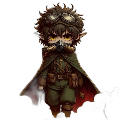 mask, staff, concept art, fantasy art, pixel art, comic book art, dark, green transparent PNG cut-out