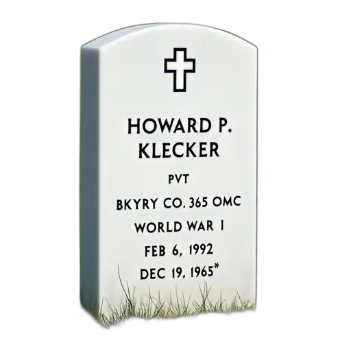 white, headstone, name, howard, klecker, engraved, below, reads transparent PNG cut-out
