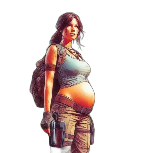 concept art, fantasy art, comic book art, pixel art, earth tones, pastel, pregnant, woman transparent PNG cut-out