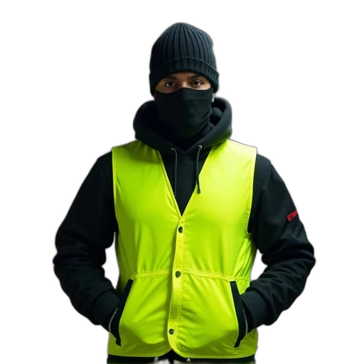 jacket, staff, neon, man, wearing, bright, yellow, safety transparent PNG cut-out