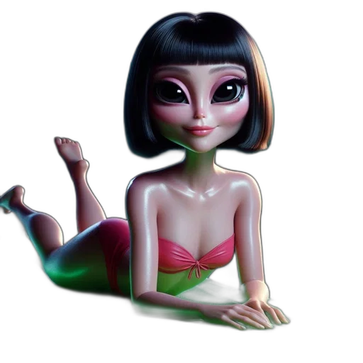 jewelry, creature, 3d render, cartoon, concept art, fantasy art, underwater, green transparent PNG cut-out