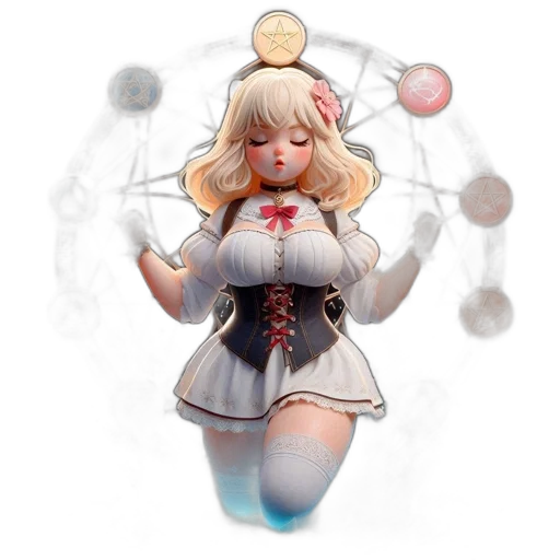 staff, dress, concept art, 3d render, fantasy art, pixel art, pastel, blonde transparent PNG cut-out