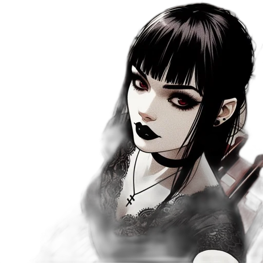 face, staff, fantasy art, comic book art, concept art, anime, monochrome, dark transparent PNG cut-out