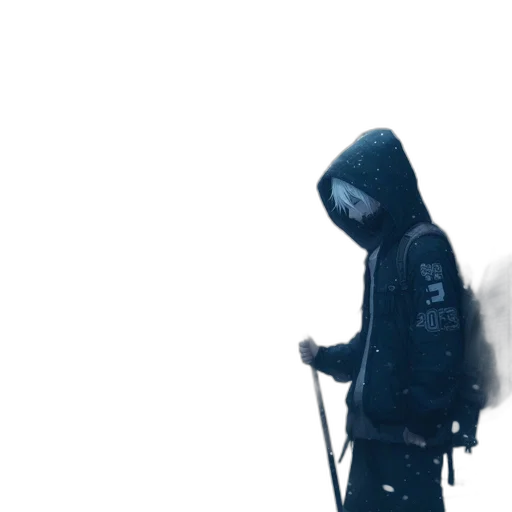 jacket, staff, sword, weapon, cyberpunk, concept art, 3d render, pixel art transparent PNG cut-out
