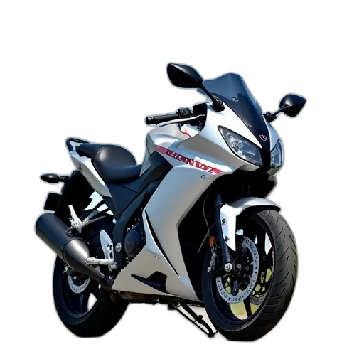 3d render, photorealistic, concept art, sleek, silver, honda, motorcycle, parked transparent PNG cut-out