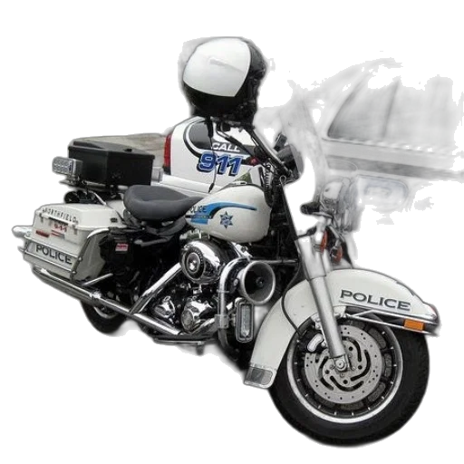 3d render, photorealistic, police, motorcycle, word, side transparent PNG cut-out