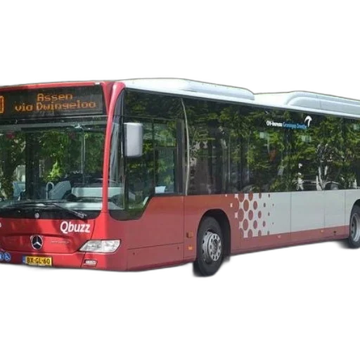 staff, photorealistic, 3d render, concept art, red, white, bus, word transparent PNG cut-out