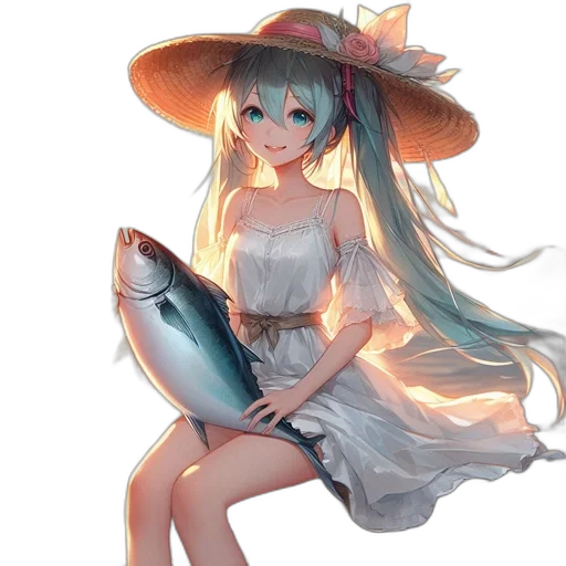 hat, dress, staff, umbrella, anime, fantasy art, concept art, pixel art transparent PNG cut-out